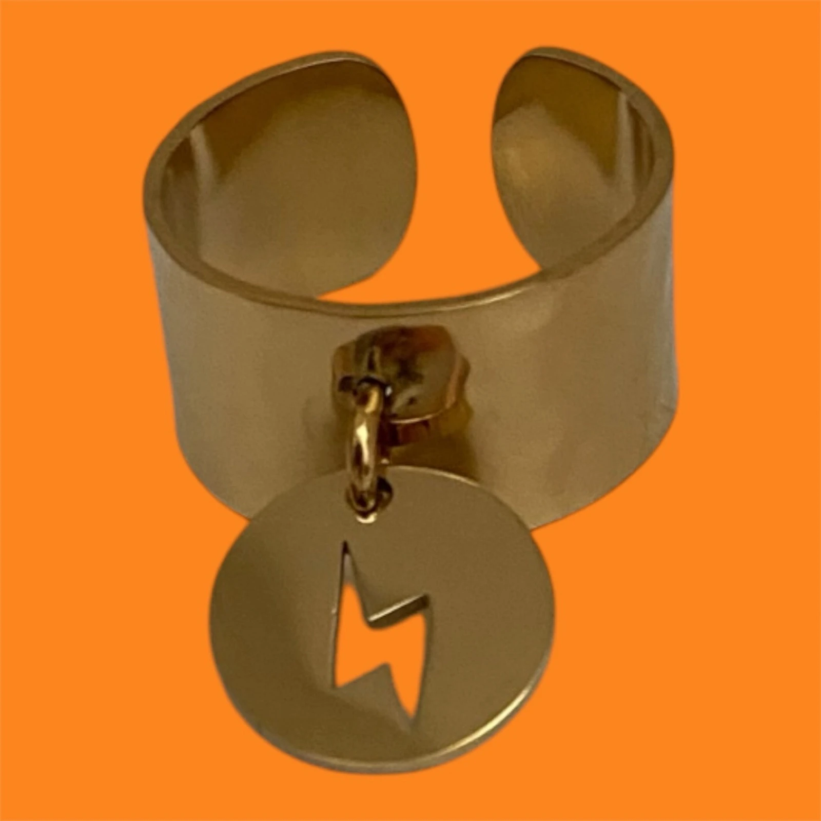 Bague breloque éclair doré
